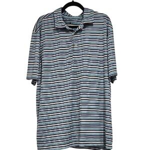 Bermuda Sands Golf Classic Blue, Yellow and White Striped Polo Shirt XL